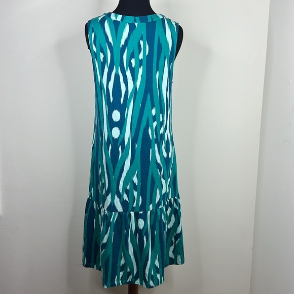 SOFT SURROUNDINGS Isoledad Green/Blue Print Sleveeless Dress S - Picture 6 of 8